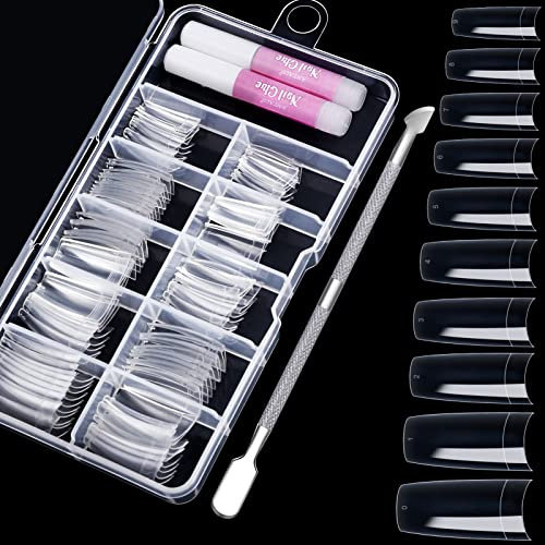 Acrylic Faux Ongles Art Naturel Français Artificiel Faux Ongles For Femmes Filles Nail Art 10 Tailles (Transparent)