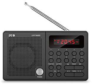 SPC Livy Radio FM Digital compacta con Lector de Tarjeta Micro SD y Puerto USB, Negra