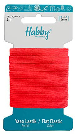 Habby Accessories 5m Gummiband | Elastic Bands | Gummilitze | Gummizug | Gummiband Nähen | Flach | 6mm | Neon Pink
