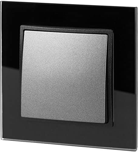 Unterputz Kristallglas Kreuzschalter, All-in-One, Serie K1 schwarz-anthrazit
