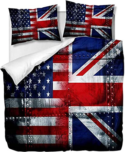 Bettwäsche Set , -- UK- und USA-Flagge -- mit Reißverschluss ,für Kinder und Erwachsene 220X240CM