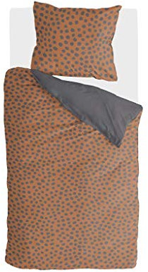 Walra Bettwäsche-Set Spots & Dots, 100% Baumwolle, 135x200, Wendebettwäsche, 2-teilig, Cognac