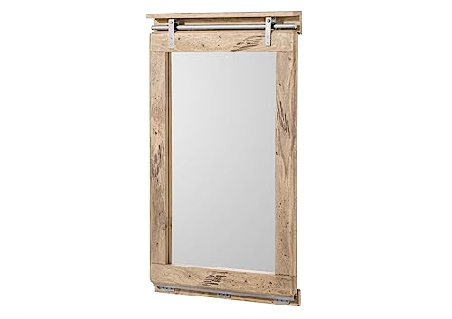 MASSIVMOEBEL24.DE Spiegel Mango beige lackiert Railway #383 | 65x6x110 (BxTxH) 12 kg Industrial montiert vollmassiv