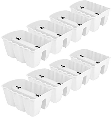 PAFEN Lot de 8 jardinières suspendues - 39,5 x 28,5 x 20,5 cm - Pot de fleurs pour balcon - Blanc