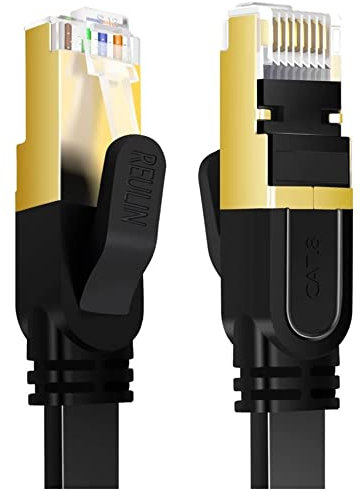 Reulin 3.5M Ultra Flexible Plat Câble Ethernet Cat 8 RJ45 LAN Câble Réseau 3.5 M Internet Compatible avec PC Ordinateur Portable Smart TV Routeur Modem PS4/PS5/Boîtier IPTV/CPL 3,5 Mètres