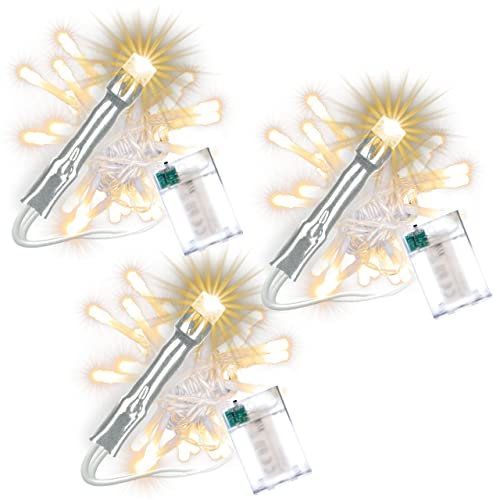 Nipach GmbH 3er Set 30 LED Lichterkette warm weiß Batteriebetrieb Innen Weihnachts-Deko Weihnachtsbeleuchtung Partydeko Festdeko Hochzeit Xmas-Deko