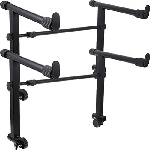 COHEALI Metal Keyboard Rack and Holder - 2 Tier Double Brackets Piano Keyboard Stand