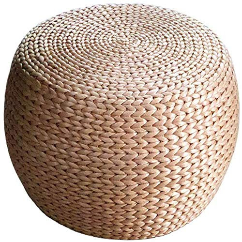 Collic Tabouret de Paille de Paille/Style Câble En Tricot Pouf/Coton Cordon de Tresse - Hands Et Tabouret de Rangement Cousu À La Main