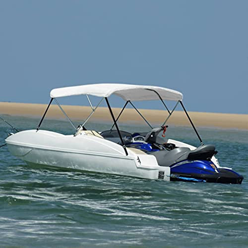 Homgoday Bootsverdeck Bimini Top 3-Bogen-Rahmen 137 cm hoch, 154-167 cm breit, UV- und wasserfest, Weiß, für Bootsfahrten Model92360