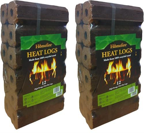 Saras Flavours of Asia Homefire Heat Logs (shimada) | A high-energy | next generation fuel | Easy to light | Pack of 2, Brown, 195 x 65 x 65mm