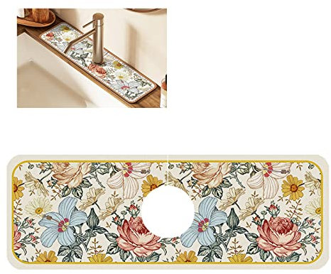 SETOFI Tapis de Robinet, Robinet de Cuisine Absorbant Coussin de Séchage Coussin de Séchage Forte Absorption d'eau évier Salle de Bains Anti - éclaboussures Coussin