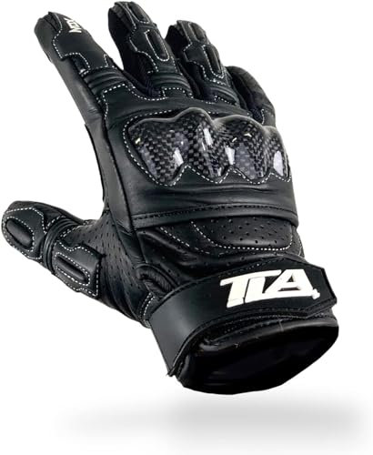 TLA NOX Guanti moto pelle, protezioni nocche, omologati CE, polsino corto, 2XS-5XL uomo, donna. Guanto da moto, scooter, touchscreen, estivi, traspiranti, alta protezione all'impatto (Nero, NeroXS)