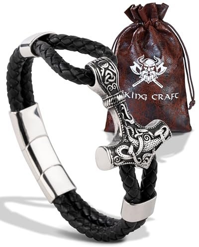 VIKING CRAFT Bracelet Pour Homme en Acier Inoxydable - Bijou Viking - Décoration Médiévale - Cadeau, 21 Centimeters