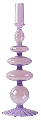 BestAlice Glas-Kerzenhalter, Bunte Glas-Kerzenhalter, Kerzenhalter, Gewellter Glas-Kerzenhalter, Eleganter Glas-Kerzenständer, Glasvasen für Zuhause, Party, Herzstück(Lila I)