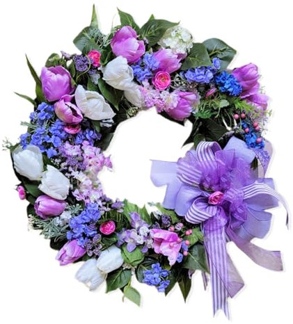 Adorno colgante colgante colgante de seda sintética en forma de tulipán para puerta, corona, accesorios de primavera, colgador de puerta, corona de puerta