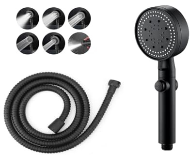 Black Shower Head with bathrrom Hose (5 Mode Bargin + Hose)