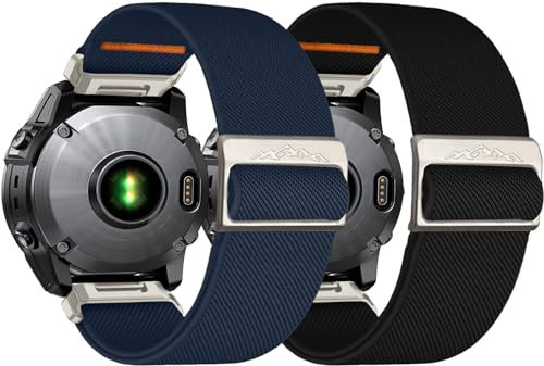 Chinbersky 22mm Nylon Armband für Garmin Fenix 6 Pro/6/7/7 Pro/5/5 Plus Armband, Elastisch band für Forerunner 935/945/955/965/745,für Instinct/2/Approach S60/S70-47mm, Descent G1/Epix 2/Epix Pro 47mm