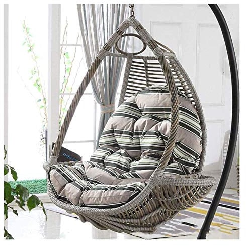 Schaukelstuhl-Kissen für Garten, Terrasse, Rattan-Schaukelstuhl, eiförmiges Hängemattenstuhl-Kissen für Outdoor/Innen-Möbeldekoration, Eierstuhl mit weichem Kissen für Komfort und Stil