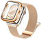 Raradev 3-in-1 Compatible with Apple Watch Metal Straps 40mm with Case & Screen Protector, Dual Magnetic Band and Protective Cover with 9H Tempered Glass for iWatch SE Series 6/5/4, Rosegold
