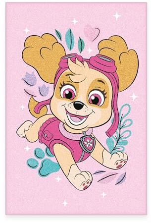 Herding Teppich Paw Patrol, 50 x 75 cm, Weich, Mit Anit-Rutsch-Effekt, Hautfreundlich, Vorderseite: 100% Polyamid