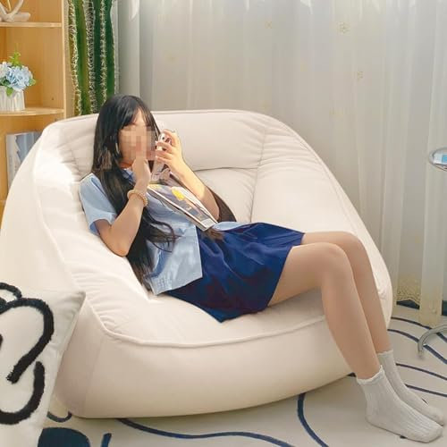 Riesiger Sitzsack-Sessel für Erwachsene mit Armlehnen, Big Lazy BeanBag Sofa mit EPP-Partikeln gefüllter Sitzsack-Sessel für Wohnzimmer, Schlafzimmer, Weiß-1