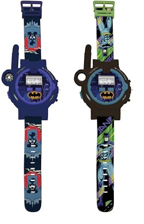 Lexibook, Batman, orologi Walkie-Talkie, 2 pezzi, portata fino a 200 m, torcia, bussola, ricaricabili DMWTW1BAT