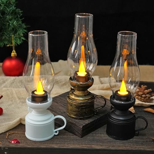 Electronic Oil Lamp, Elektronische Öllampe, Batteriebetrieben Camping Öllampe, Vintage Led-öllaterne, Dekorative Lampe Nachtlicht für Haus, Bar, Restaurant, Party (3PCS)