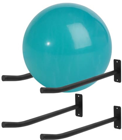 Medicine Ball Rack, 2 Pairs Yoga Ball Racks, Exercise Ball Wall Holder, Fitness Ball Wall Rack for Gym, Garage Ladder Wall Mount, Metal Storage Wall Rack for Basketballs, Volleyballs