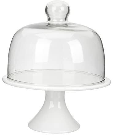 PRETYZOOM Supporto Per Torta A Cupola Con Piede Alto in Ceramica Per Dessert Snack Vassoio Per Servire Cupcake Vassoio Per Torta Alto 8 Pollici Con Coperchio