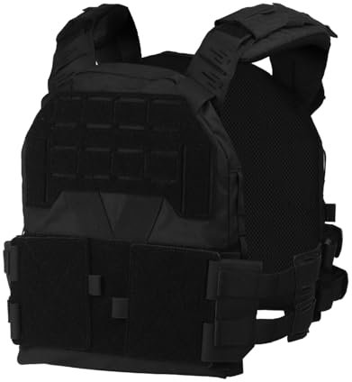 Peminkoo Tactical KZ Plate Carrier Low-profile Hunting Vest Mesh Comfort Lightweight Utility MOLLE Quick Release Airsoft Equipment Medium (Black)