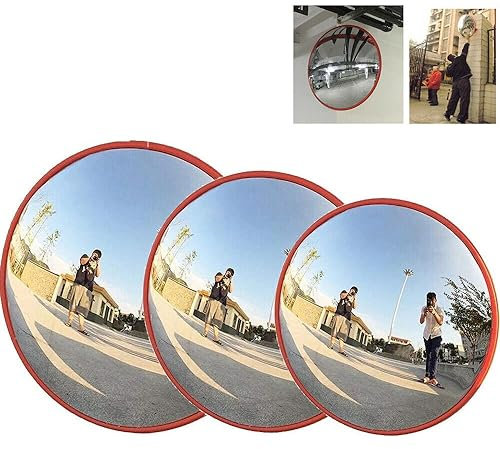 60 cm Specchio Convesso di Sicurezza, Specchio per traffico convesso con Staffe di Fissaggio Tubi, Specchi di sicurezza per Strade, Magazzini, Garage e Negozi