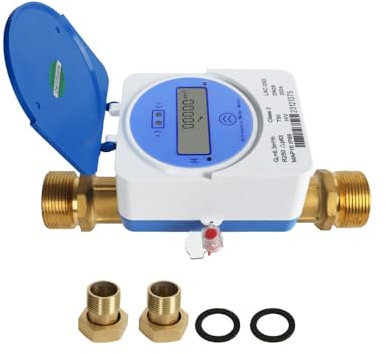 Tuya Zigbee Smart Ultraschall Kaltwasserzähler IP68 LCD Digitalanzeige Wassermenge Durchfluss Verbrauchsmessung für Haus Garten Bewässerungssystem (25 mm (6,3 m³/h))