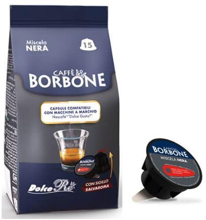 200 Capsule Caffè Borbone Miscela NERA compatibili con Nescafe Dolce Gusto - 200 Borbone Doce Re NERA °