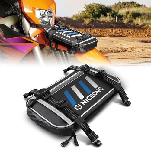 Upgraded Motorcycle Front Fender Bag Dirt Bike Fender Bag with 5L Expandable Capacity Universal Tool Roll Bag Motocross Enduro Accessories Storage Bag Fit for Adventure Off-road Riding (Blue)