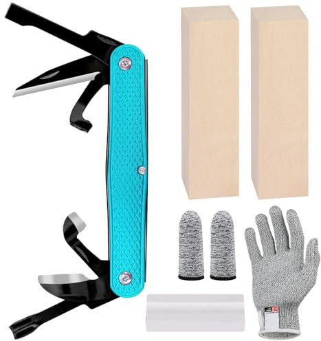 Splinter Carvin' 6in Traditional Folding Whittling Knife with 1.5in Detail Blade, Sawcut Handle, Nickel Silver Bolsters, and Convenient Size for Carving, Camping, EDC, and Outdoors (Turquoise)