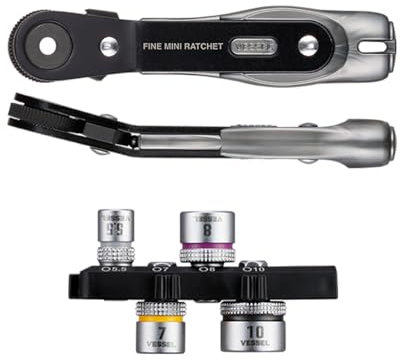 Vessel TD-26B Ultra Thin Fine Mini Ratchet Screwdriver Bend Type with 4 Sockets