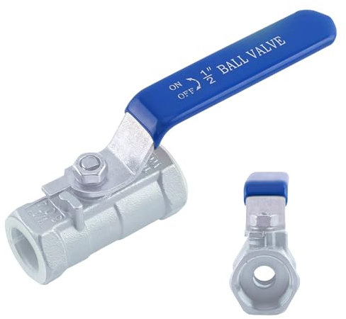Kugelhahn, 1/2 Mini Kugelhahn aus Edelstahl 304, Kugelhahn mit Blauen Griffen, Absperrventil mit vollem Durchgang, Beidseitiger Muffenanschluss, Manuell Absperrventil, Manuelle Ein Aus Steuerung
