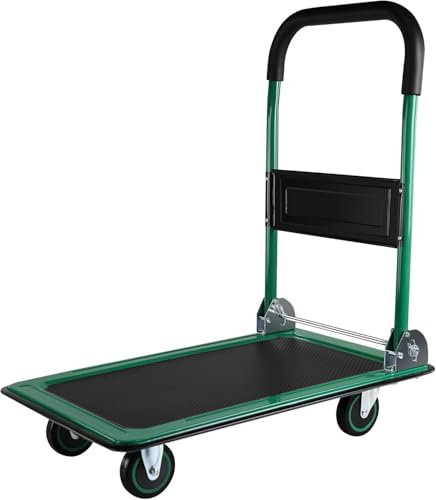 BCSRVCE Chariot Poussoir Polyvalent et Durable pour Le déplacement de Charges Lourdes, Pliable avec Roues pivotantes à 360 degrés, Vert