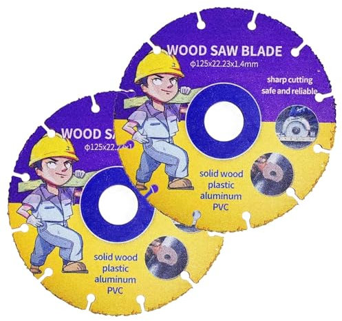 2PCS Wood Cutting Discs 125mm,Circular Saw Blades,Carbide Saw Blade,Carbides Multi Wheel Cutting Discs, Woods Cutting Disc for Angle Grinder,Wood,Plastic,Tire,Rubber,22.23mm/4.5inch Bore