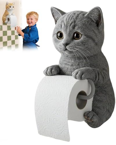 Cat Toilet Roll Holder,Katzen-toilettenpapierhalter,katzenpapierrollenhalter, Klopapierhalter Harz Rollenhalter Ohne Bohren,WC Klopapierhalter Papierhalter Für Toilette Badezimmer Küche-B