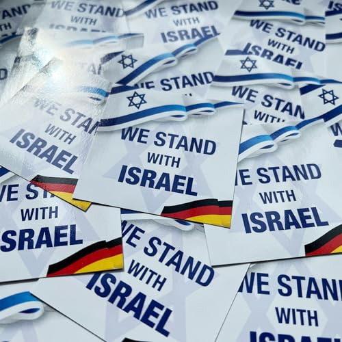 We Stand With Israel Aufkleber/Sticker 100 Stück, 5,2 cm Support Deutschland Flagge Solidarität