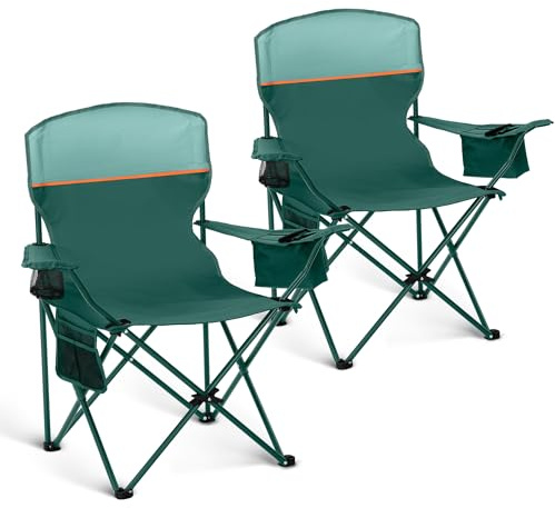 HIGH POINT SPORTS Campingstuhl Faltbar 2er Set bis 102kg Campingsessel Klappstuhl mit Getränkehaltern Faltstuhl Camping Angelstuhl Klappbar mit Armlehnen Outdoorstuhl