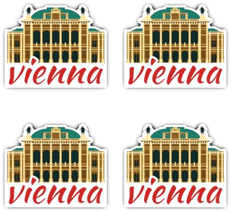 Havati Aufkleber: 100 mm, 4 Stück - Wien Staatsoper Aufkleber 4er Pack Vinyl Souvenir Reise-Motiv vienna 100 mm