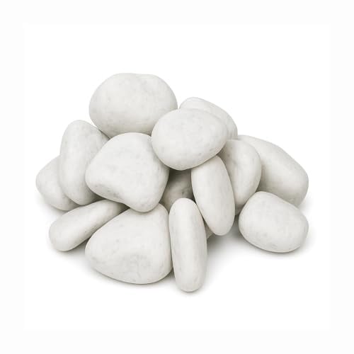 FORTUNATO Ciottoli in Marmo Bianco Carrara, Decorativi per Esterni, Superficie Levigata, Vari Formati (Misura : 25/40, Formato : 5 kg)