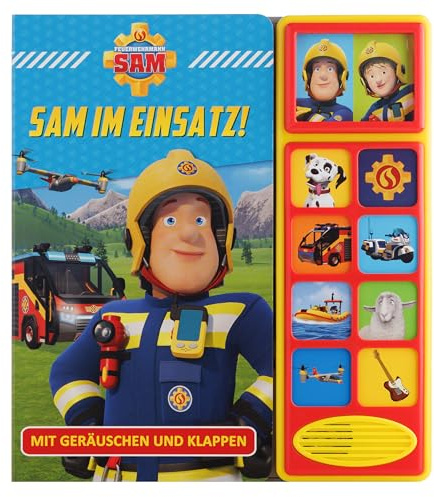 Feuerwehrmann Sam - Sam im Einsatz! - Klappen-Geräusche-Buch mit 10 Sounds - Pappbilderbuch
