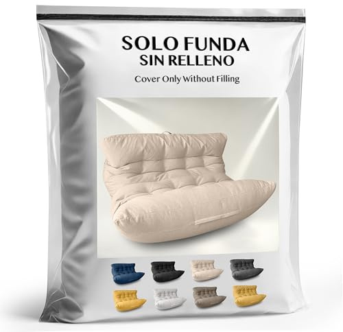 Aiire Fodera Pouf Poltrona Sacco Doppio XXL – Puffo per Sedersi a 2 Posti senza Imbottitura Inclusa, Bean Bag Chair Camera da Letto o Salotto – Pouffe Design per Lettura, Relax o Gaming Beige