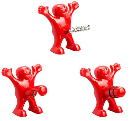 Gaomumu Happy 3 Styles Man Bottle Opener Set, Funny Red Win Corkscrew, Creative Beer Bottle Opener and Stopper, Novelty Bar Gifts, Perfect for Bar, Party, Home Use