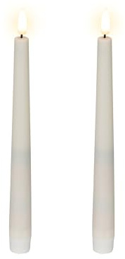 Lumineo LED Kerzen mit Timerfunktion 25,5cm Kunststoff - Outdoor & Indoor - 2er Set Kunststoffkerzen batteriebetrieben - flackernde Flamme Effekt - Stabkerzen Weiß Warmweiß