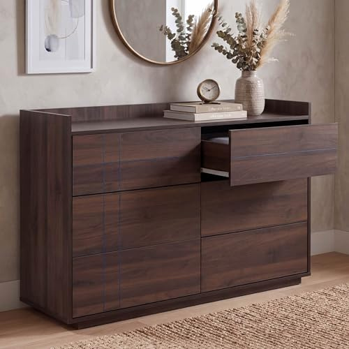 Mendler Kommode HWC-P44, 6 Schubladen MDF 83x120x40cm - Walnuss-Optik