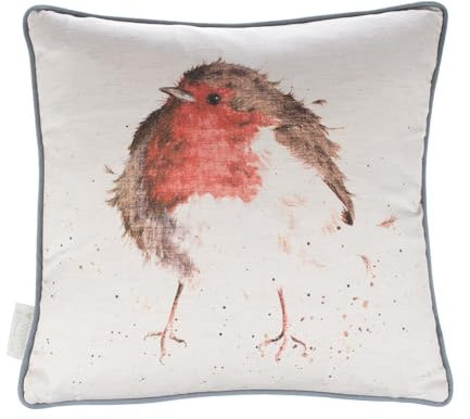 Wrendale, Design-Kissen mit Rotkehlchen-Motiv „The Jolly Robin“, 40 cm x 40 cm